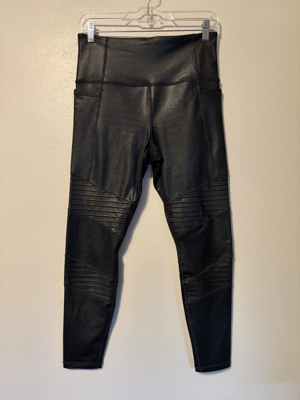 Athleta Inclination Moto Shimmer Tight Leggings Women’s Medium Dark Gray Black